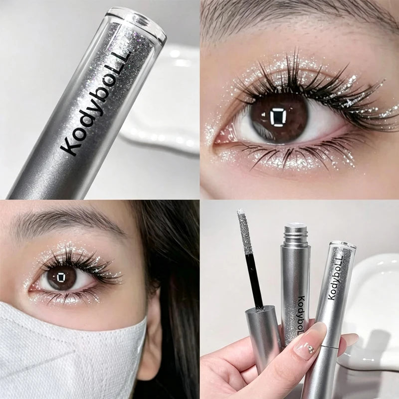 1 Pcs Diamond Silvery Glitter Mascara Long Lasting Sparkling Waterproof Beauty Eyelashes Extension Quick Dry Shimmer Eye Makeup