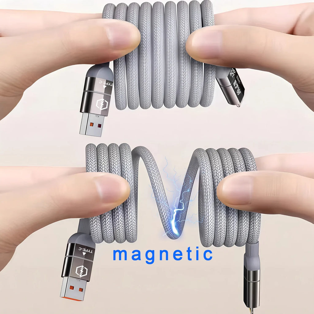 Magnetic 4 IN 1 USB Charge Cable for iPhone 15 14 13 Huawei Xiaomi 240W Fast Charge Data Line Portable Storage 2 IN 2 Charger