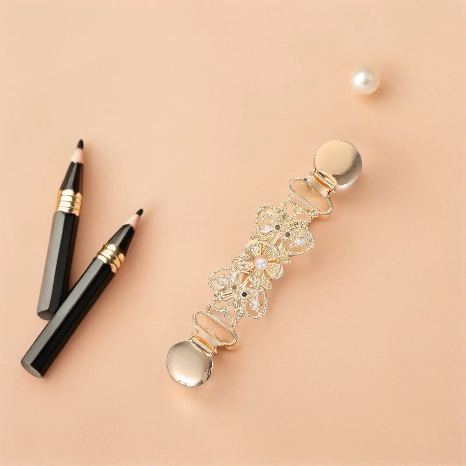 3pcs Pearl Chain Alloy Faux Pearl Back Cinch Clips For Sweater Shawl Dress Scarf Cardigan Brooch Accessories Women Elegant उप चित्र