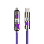 USB、Type C, lightning-Max 240W Fast Charging and Data Sync MFISH 4-in-1 Multi-Function USB Charging Cable for 16/15, iPad