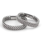 Stainless Steel Braided Double Row Metal Bracelet with Magnetic Clasp Men's Personalized Hip Hop Rock Party Punk Jewelry