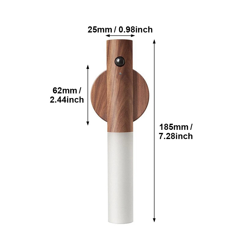 Magnetic LED Wall Light PIR Motion Sensor 360°Rotation LED Rechargeable Night Light Wood Grain Wall Lamp Kitchen Light Lamp