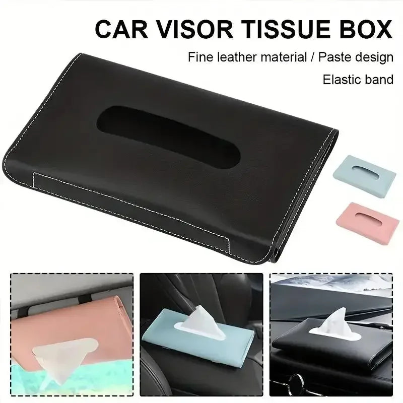 Car Tissue Box Hanging Sun Visor, Backrest Sunroof, Car Drawer Hanging Creative Leather Car Interior Supplies मुख्य तस्बिर