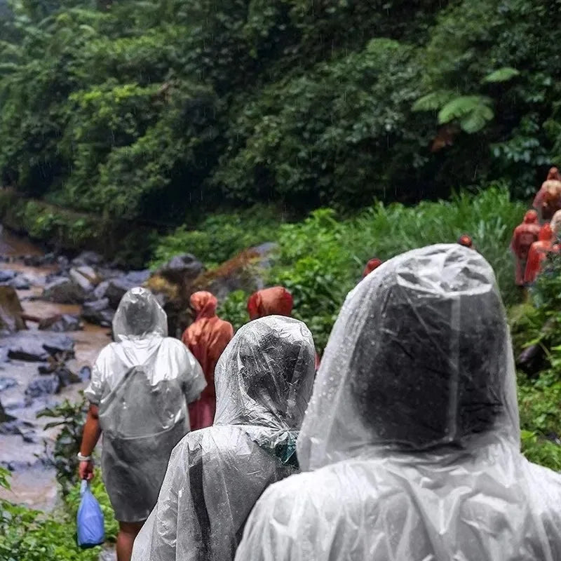 12Pcs Disposable Waterproof Raincoat Outdoor Hiking Mountain Travel Emergency Transparent Portable Adult Poncho Rain