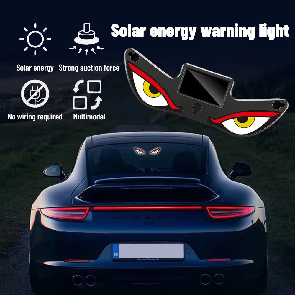 Solar Demon's Eye Car Lights Dynamic Expression Led Light Ambience Lamp Decoration Rechargeable Warning Lamps with Suction Cups उप चित्र