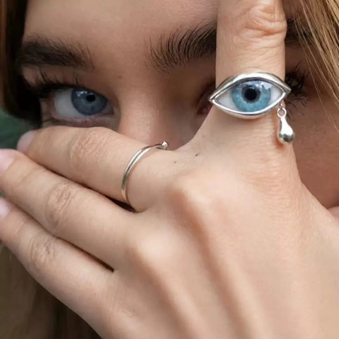Vintage Gothic Fashion Hip Hop Devil's Eye Punk Exaggerated Chic Ring Men's Personalized Creative Trend Jewelry Halloween Gifts 副图