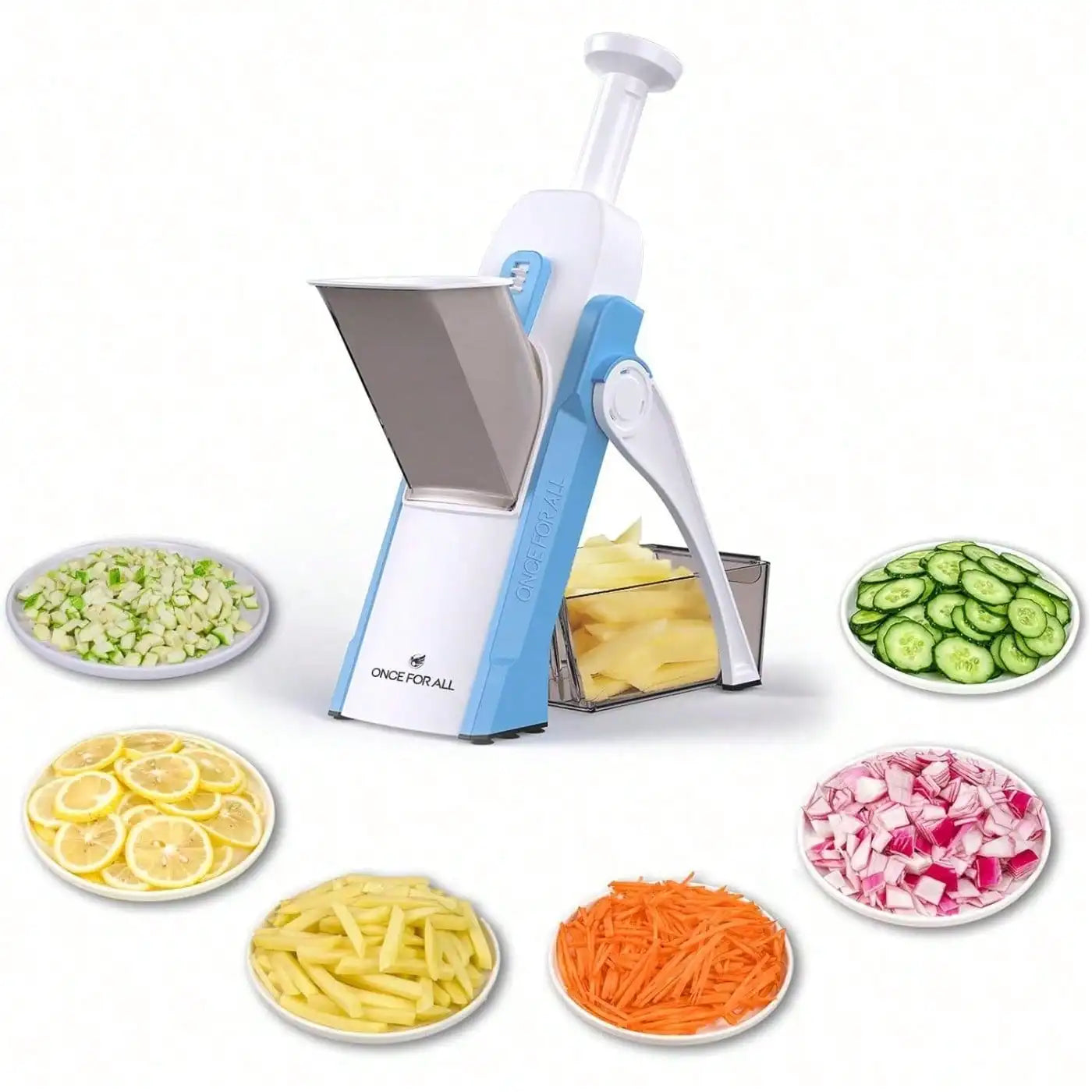 Safe Mandoline Slicer 5 in 1 Vegetable Chopper Food Potato Cutter, Strips Julienne Dicer Adjustable Thickness 0.1-8 mm Kitchen Chopping Artifact Fast Meal Prep