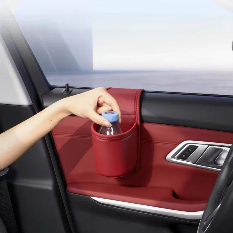 PU Car Door Cup Holder Multifunctional Adhesive Storage Pocket Auto Door Mount Drink Bottle Holder Phone Sundries Storage Bag