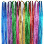 93cm Glitter Hair Tinsel Extension with BB Clips Laser Gold Silver Tinsel Hair Braided Girls Headwear Braiding Hair Decor Tools