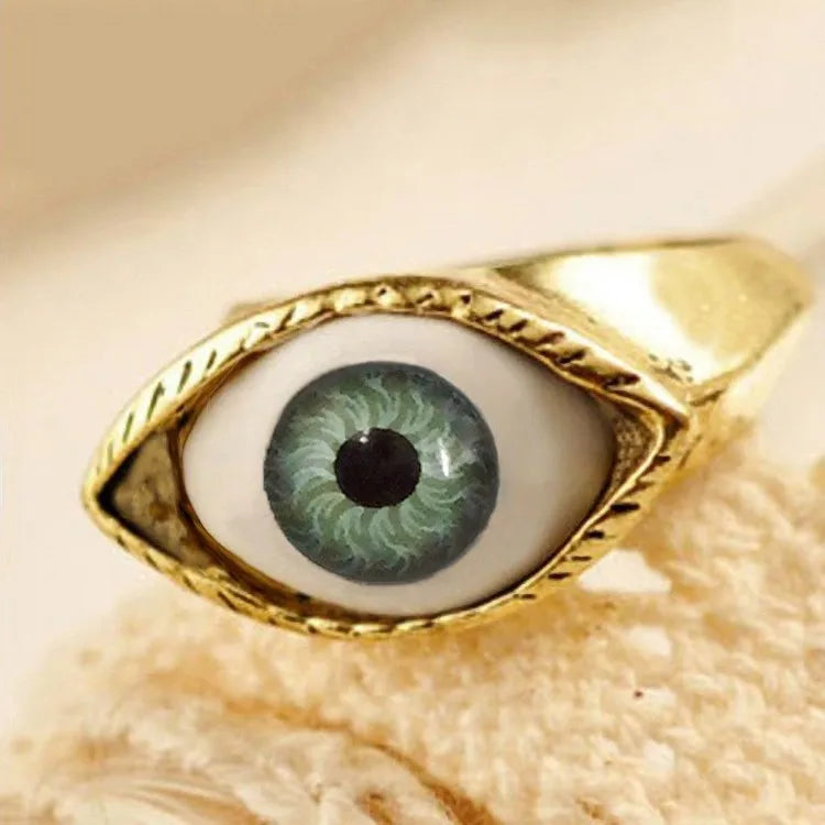 Vintage Gothic Fashion Hip Hop Devil's Eye Punk Exaggerated Chic Ring Men's Personalized Creative Trend Jewelry Halloween Gifts