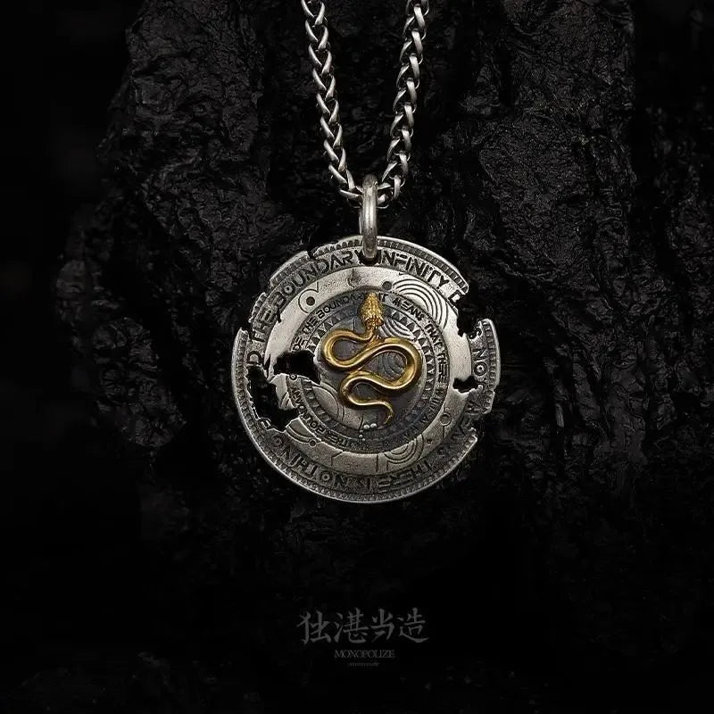 Shield Pendant Men's High-end Snake Necklace Men's Trendy Niche Sweater Chain Accessories