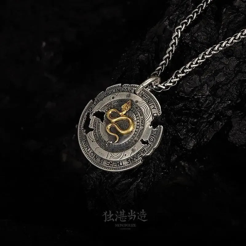 Shield Pendant Men's High-end Snake Necklace Men's Trendy Niche Sweater Chain Accessories