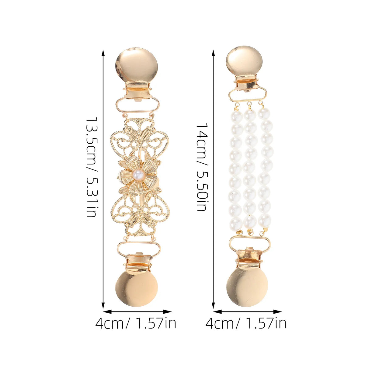3pcs Pearl Chain Alloy Faux Pearl Back Cinch Clips For Sweater Shawl Dress Scarf Cardigan Brooch Accessories Women Elegant