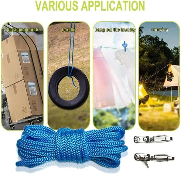 Rope Tightening Tool & Tensioner，Heavy-Duty Retractable Tie Down Rope for Camping, Tarp, Hammock,Boating & Outdoor Gear Securing