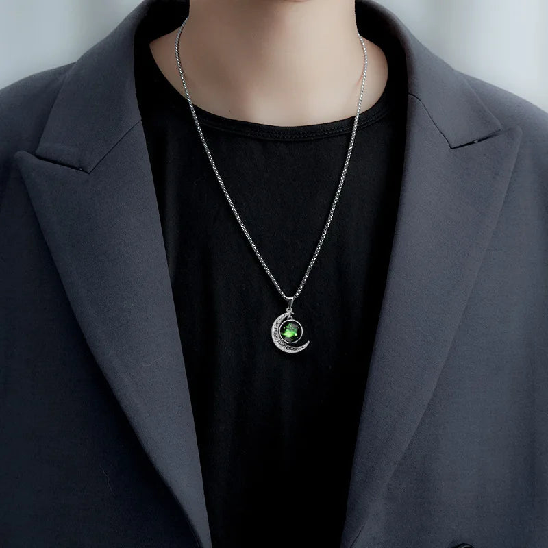 New Zodiac Sign Necklaces for Men Women Trendy Luminous Pendant Necklaces Cool Unique Couple Hip-hop Necklaces Stainless Steel मुख्य तस्बिर