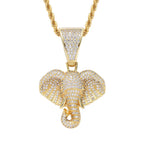 New Elephant Head Hip-hop Pendant with Gold Micro Inlaid Animal Hip-hop Accessory  necklace