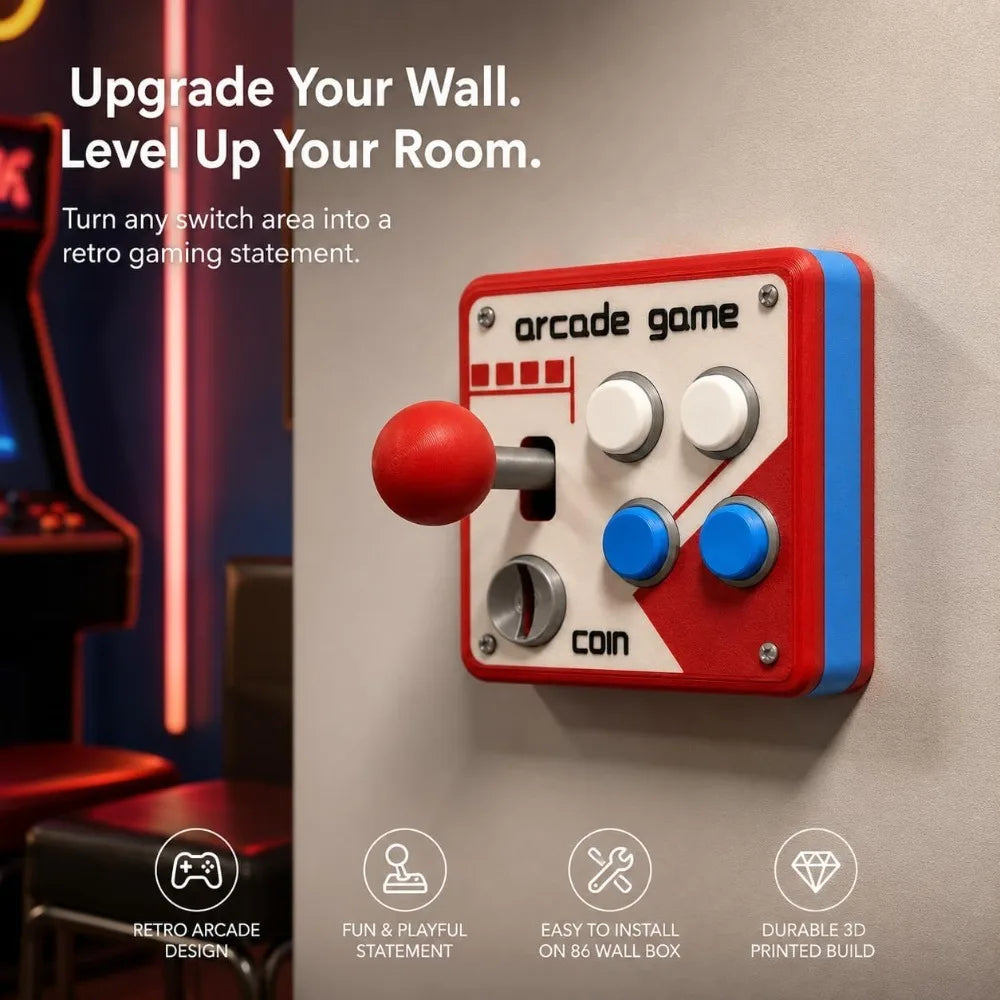 Retro Arcade Joystick Style 3D Printed Light Switch Cover 86 Type Wall Plate Game Room Decor Gamer Single Control Panel 1PC 副图