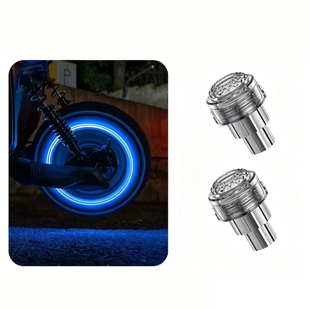 Motorcycle Tire Valve Light Rim Strobe Warning Wheel Lamp Flashing Vibration Activated Waterproof Decorative for Car E-Scooter