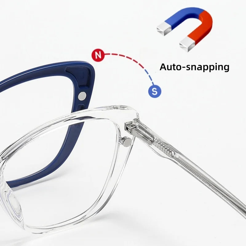 JAEVAR New Retro Floral Cat Eye Magnetic Suction Set Glasses Frame With Five Pairs Of Flat Light Glasses Frame 9001-9007