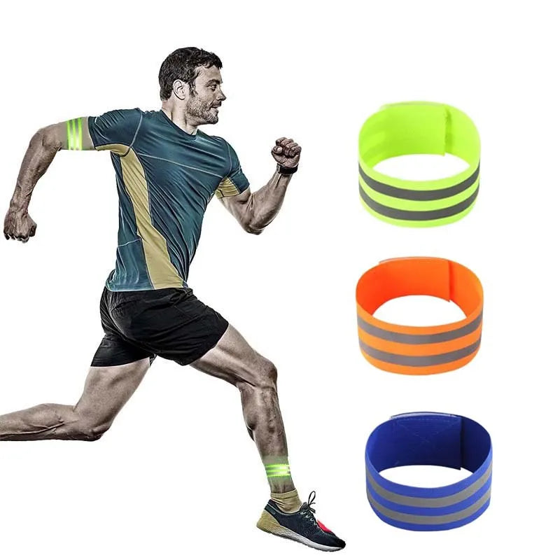 2PCS Running Reflective Arm Bands for Wrist Ankle Leg LED Reflector Armband Night Cycling Safety Light Tape Led Bracelet Strap उप चित्र
