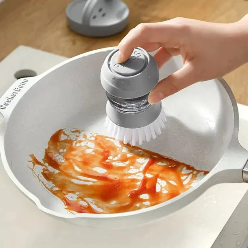 Dish Brush With Soap Dispenser Palm Brush Dish washing Kitchen Scrub Brushes With Holder Drip Tray 副图