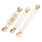 3pcs Pearl Chain Alloy Faux Pearl Back Cinch Clips For Sweater Shawl Dress Scarf Cardigan Brooch Accessories Women Elegant