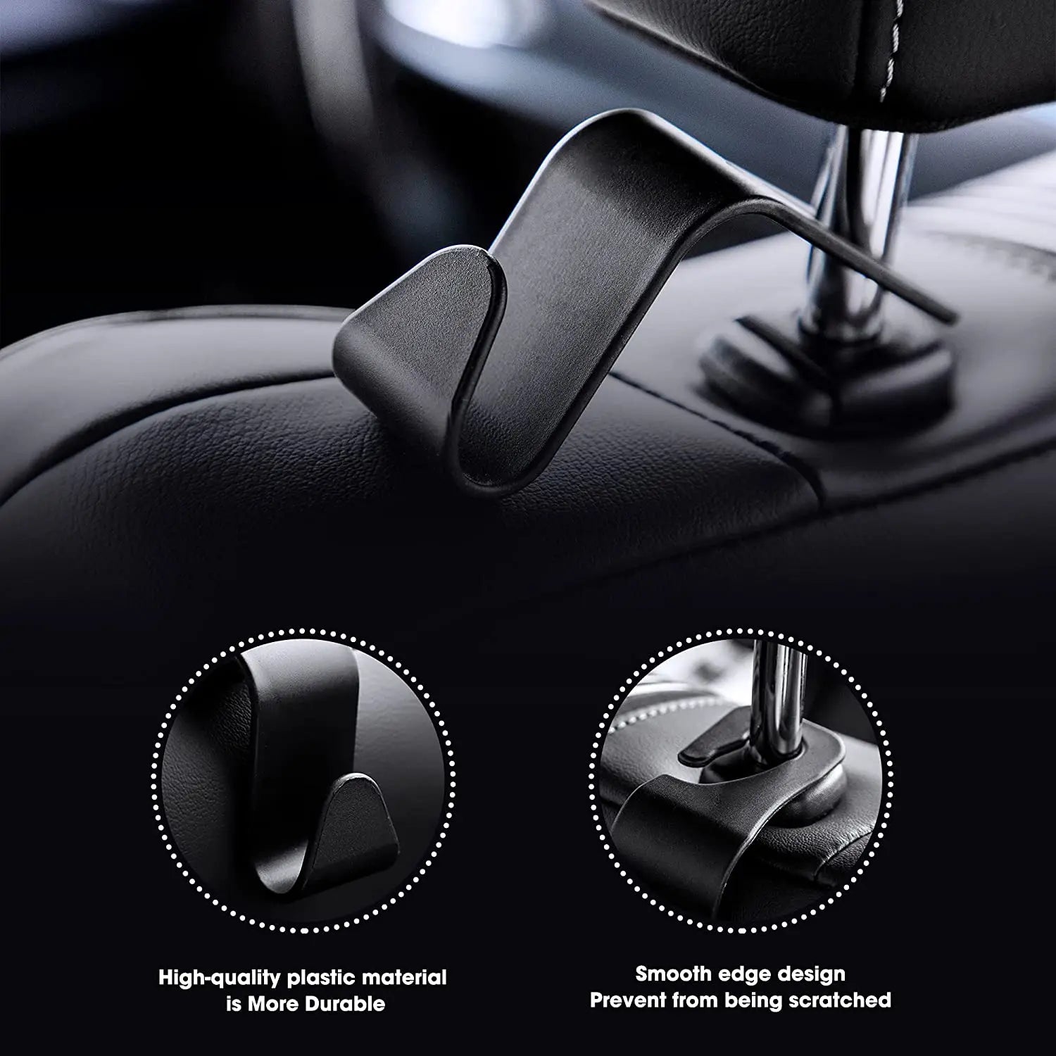 4Pack Hooks for Bags Car Clips Front Seat Headrest Organizer Holder Auto Fastener Hangers Car Storage Interior Accessories उप चित्र