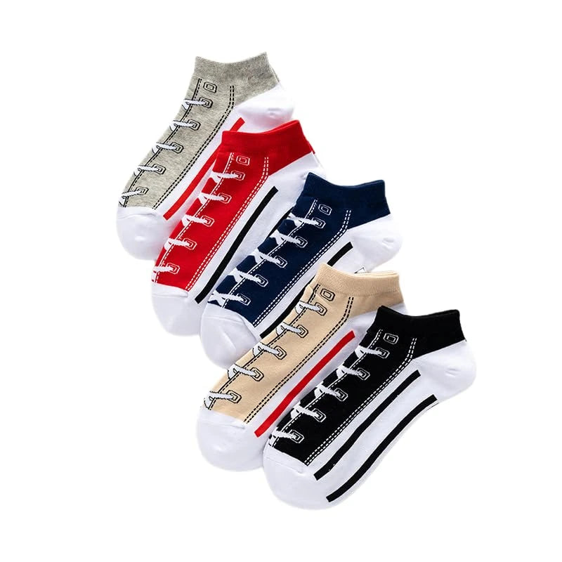 5Pairs Men's Invisible Boat Socks Summer Thin Cotton Breathable Socks Low Cut No Show Socks Anti Odor Sweat Absorbent