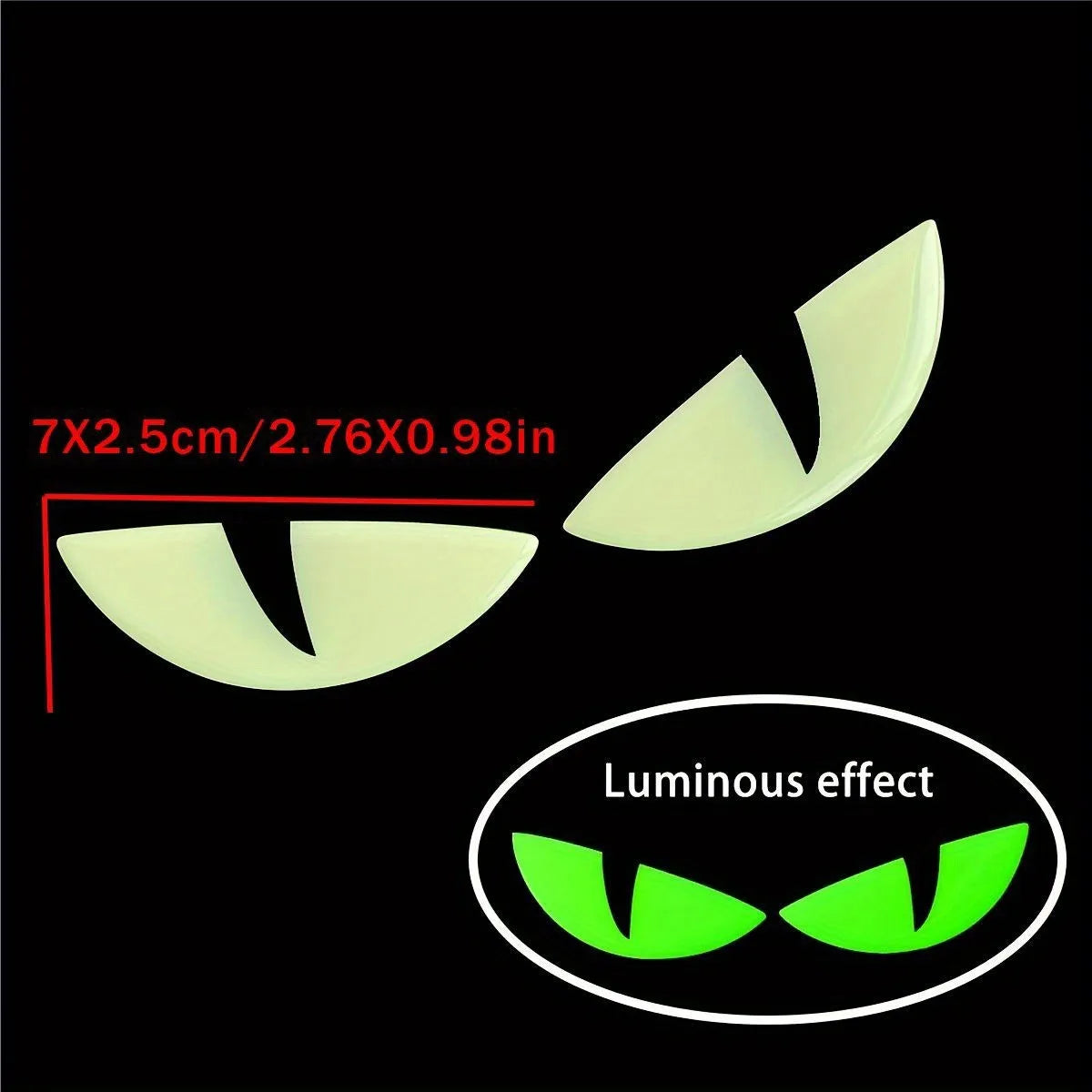 Luminous Devil Eye Sticker Pair Car Motorcycle Electric Vehicle Reflective Decal Drip Glue Waterproof Styling Night Glow