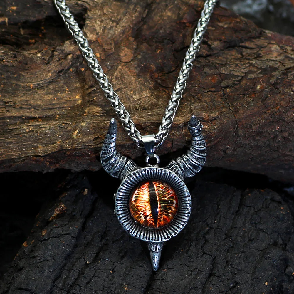 Retro Devil Eyes Pendant Necklace Punk Hip Hop Necklace New Men's Fashion Vintage Creative Personality Jewelry Gift