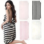 Wearable Striped Strappy Bath Towel for Women,backless Design,sexy and Fashionable.Coral Fleece Wearable Bath Towel,soft and Quick-drying