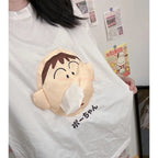 Anime Crayon Shin Chan Boochan T-Shirt Carry Paper With You Creative  Funny Cute Cartoo 3d Fun Dumb Paper Short Sleeve Gifts Toy