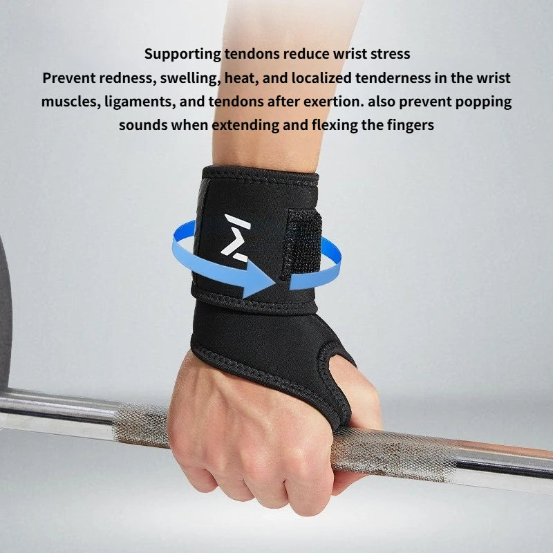1pc Adjustable Wrist Strap Sports Wrist Support Brace Black Weightlifting Wristband For Men & Women Badminton Tennis Gym