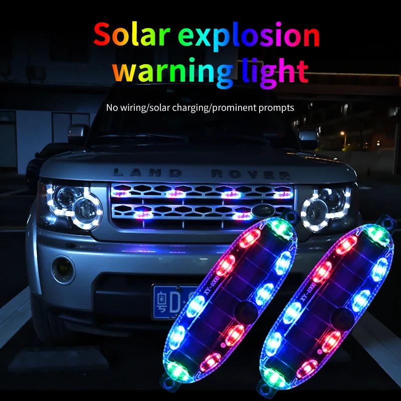 1PC Solar Car Warning Light Adhesive Automotive Warning Lights LED Flashing Light For Vehicles Solar Car Night Lights For Cars