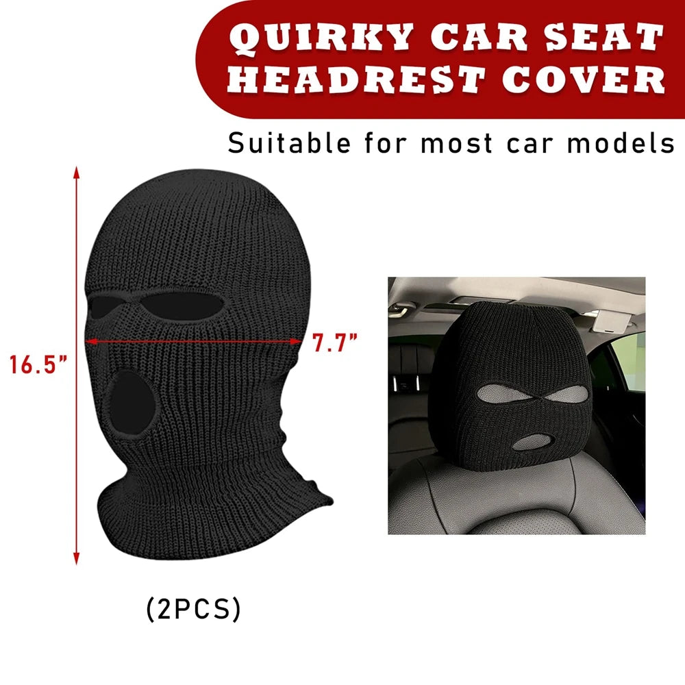 Universal Car Headrest Cover Funny Car Seat Face Mask Ski Mask Wrap Protection Vehicle Front Head Rest Protectors Accessories उप चित्र