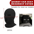 Universal Car Headrest Cover Funny Car Seat Face Mask Ski Mask Wrap Protection Vehicle Front Head Rest Protectors Accessories