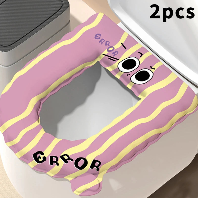 2pcs Waterproof Sticky Toilet Seat Cover - Soft Handle, All-Season Universal for Home
