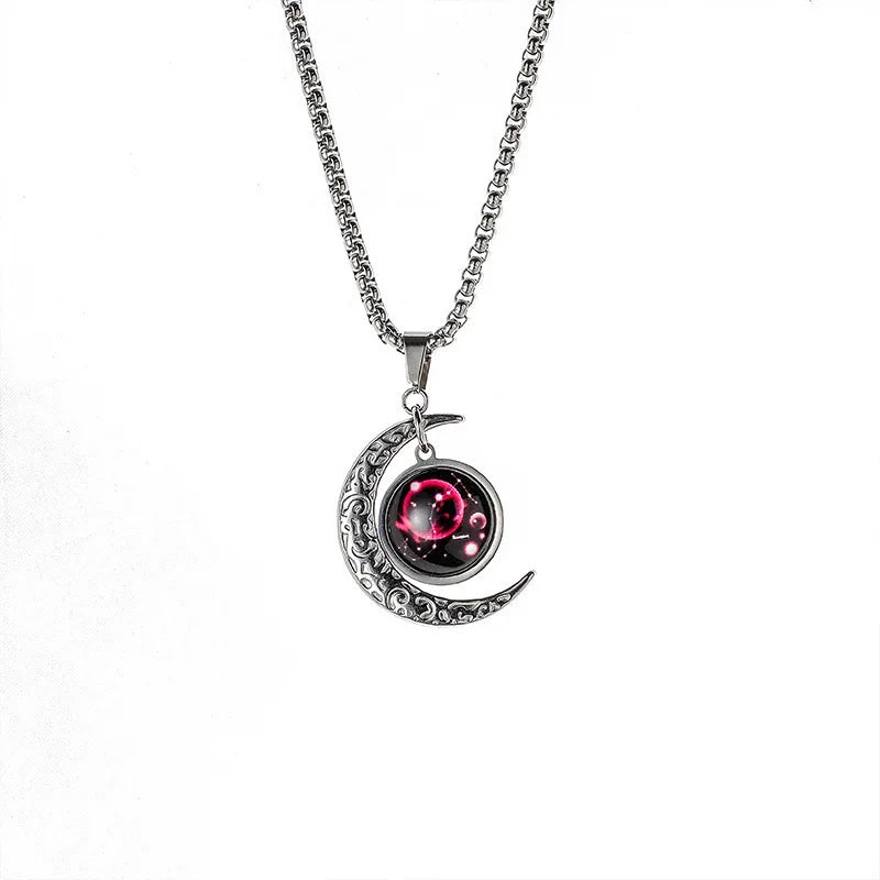 New Zodiac Sign Necklaces for Men Women Trendy Luminous Pendant Necklaces Cool Unique Couple Hip-hop Necklaces Stainless Steel