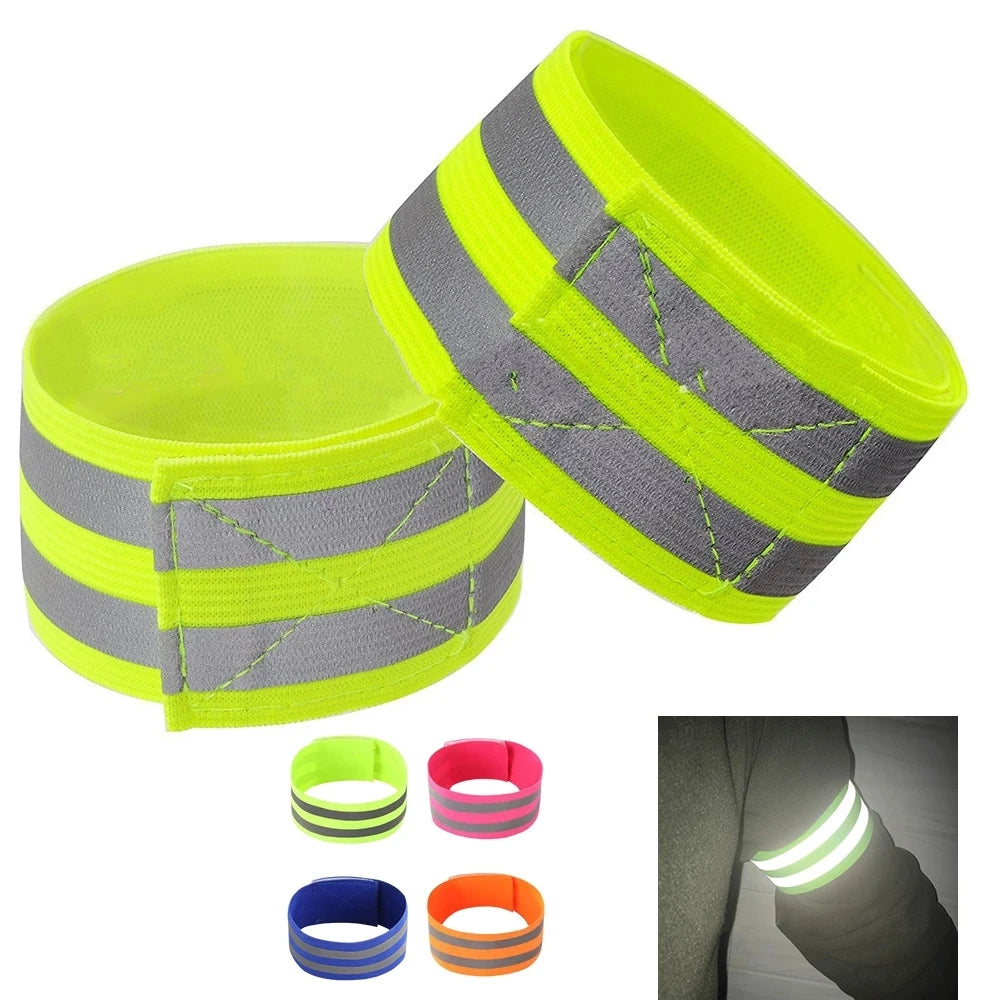 2PCS Running Reflective Arm Bands for Wrist Ankle Leg LED Reflector Armband Night Cycling Safety Light Tape Led Bracelet Strap मुख्य तस्बिर