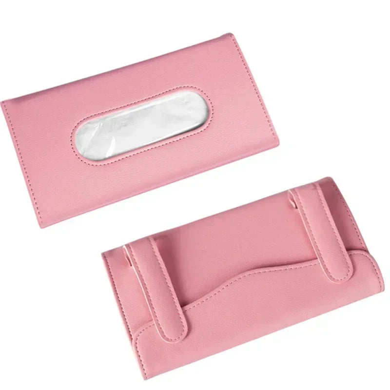 Car Tissue Box Hanging Sun Visor, Backrest Sunroof, Car Drawer Hanging Creative Leather Car Interior Supplies