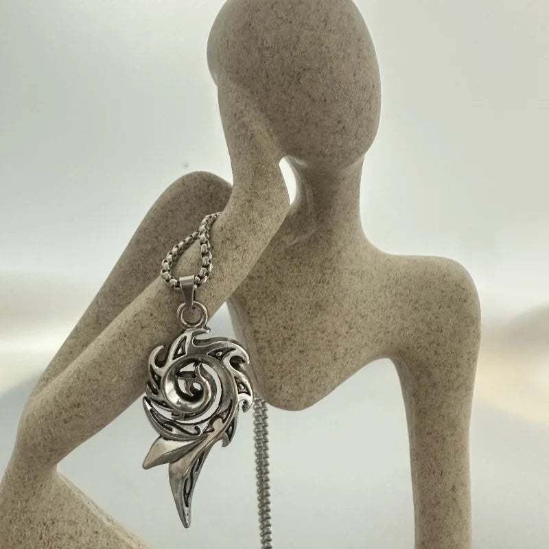 New phoenix spiral stainless steel pendant necklace punk style couple party necklace lucky necklace