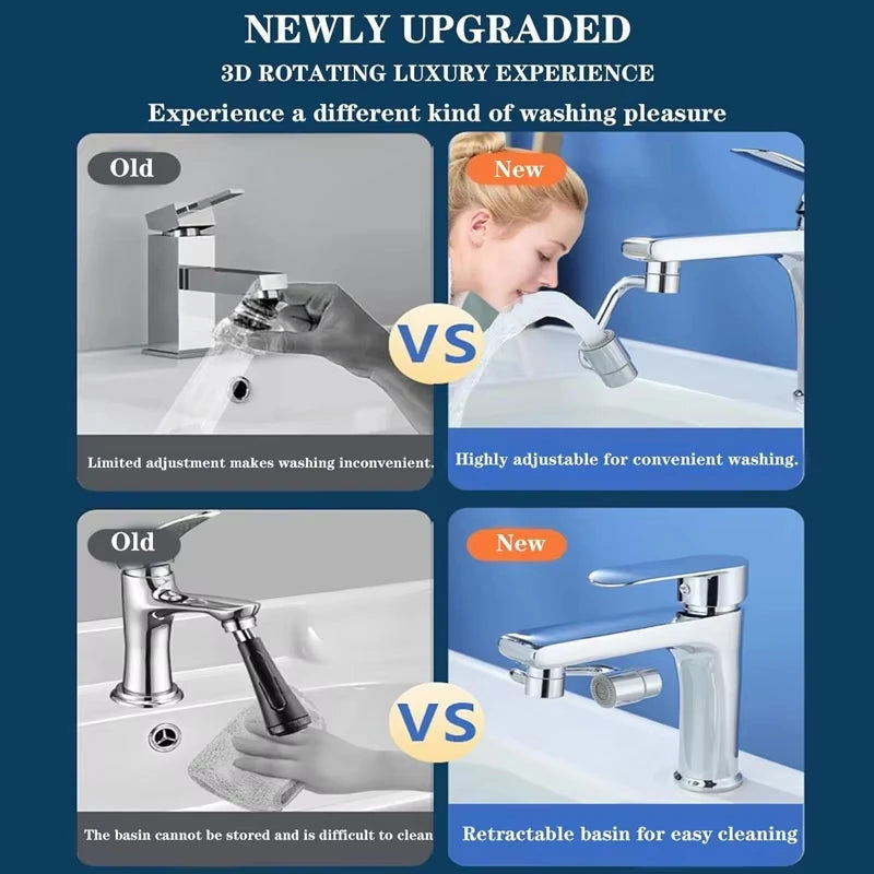 1PC 1080 Swivel Stainless Steel Kitchen Faucet Extender Universal Splashproof Dual Mode Bathroom Sink Accessories with Adapter