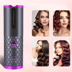 Cordless Curling Iron, USB Rechargeable, Ceramic Automatic Rotating Hair Curler with 6 Temps, Portable Hair Dryer Styler,Timers