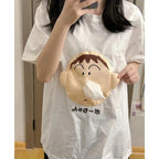 Anime Crayon Shin Chan Boochan T-Shirt Carry Paper With You Creative  Funny Cute Cartoo 3d Fun Dumb Paper Short Sleeve Gifts Toy
