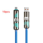 USB、Type C, lightning-Max 240W Fast Charging and Data Sync MFISH 4-in-1 Multi-Function USB Charging Cable for 16/15, iPad