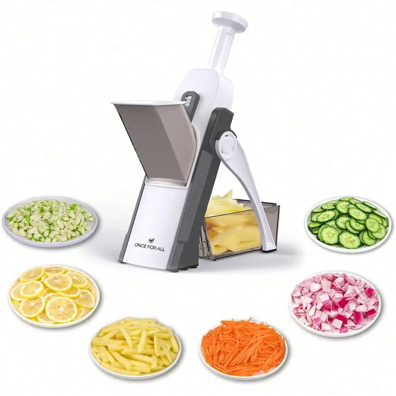 Safe Mandoline Slicer 5 in 1 Vegetable Chopper Food Potato Cutter, Strips Julienne Dicer Adjustable Thickness 0.1-8 mm Kitchen Chopping Artifact Fast Meal Prep