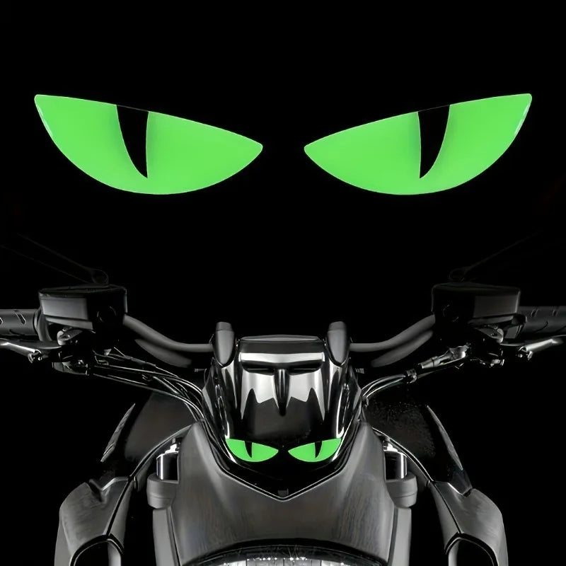 Luminous Devil Eye Sticker Pair Car Motorcycle Electric Vehicle Reflective Decal Drip Glue Waterproof Styling Night Glow