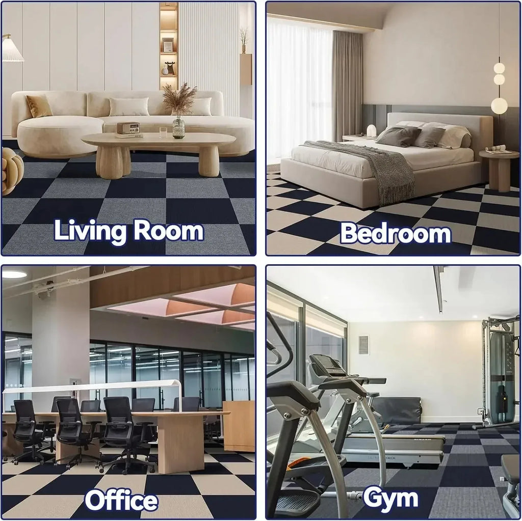 10pcs 30x30cm Self Adhesive Carpet Floor Tiles Sticker Square Rugs Peel and Stick Mat Flooring for Bedroom Home Decor