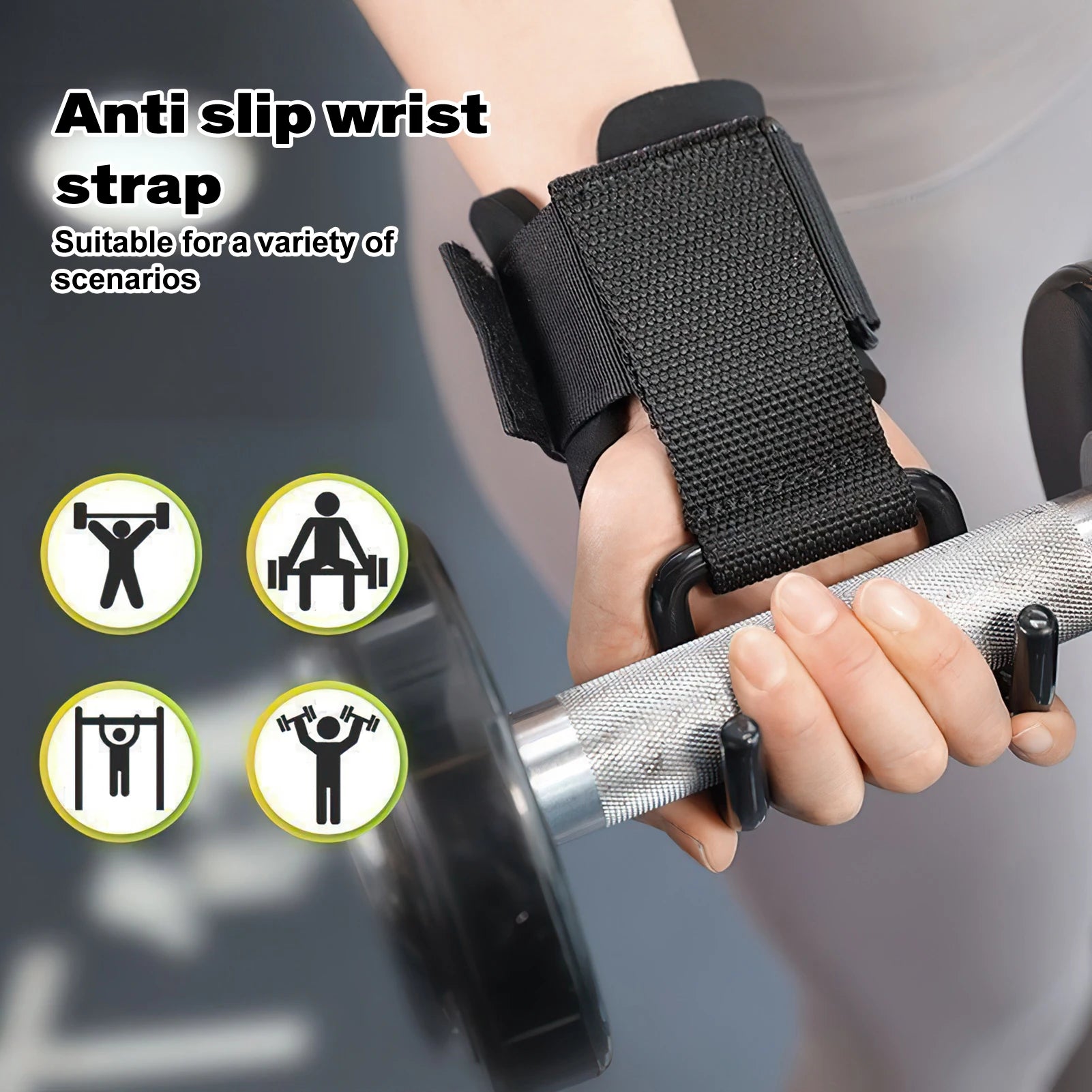 Pull Ups Strength Training Wrist Strap Hook Comfortable Grip Weightlifting Hooks Support Wraps for Power Lifting