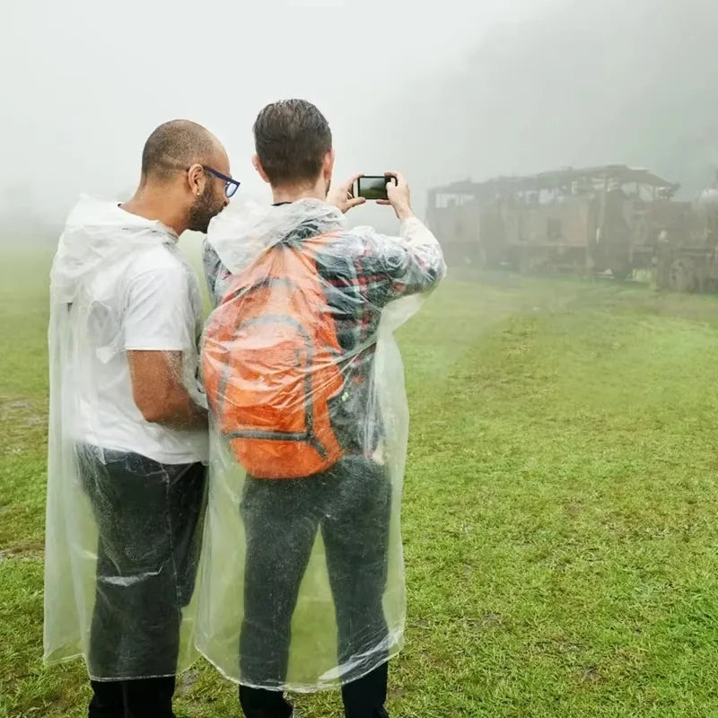 12Pcs Disposable Waterproof Raincoat Outdoor Hiking Mountain Travel Emergency Transparent Portable Adult Poncho Rain